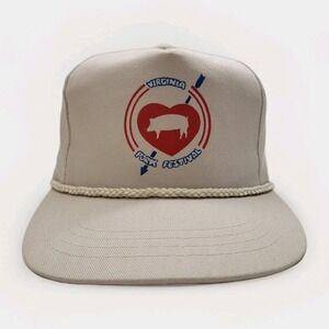 Vintage Virginia Pork Festival Hat‎ Beige Pig Snapback Rope Yupoong Korea Cap
